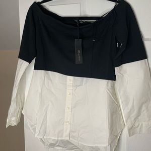 Shinestar two toned Black and white blouse.